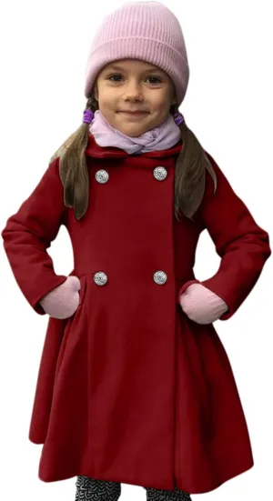 Toddler Girls  Coat Faux Wool Double Breasted Trench Jacket Warm Solid Outwear Peacoat for 16 Years