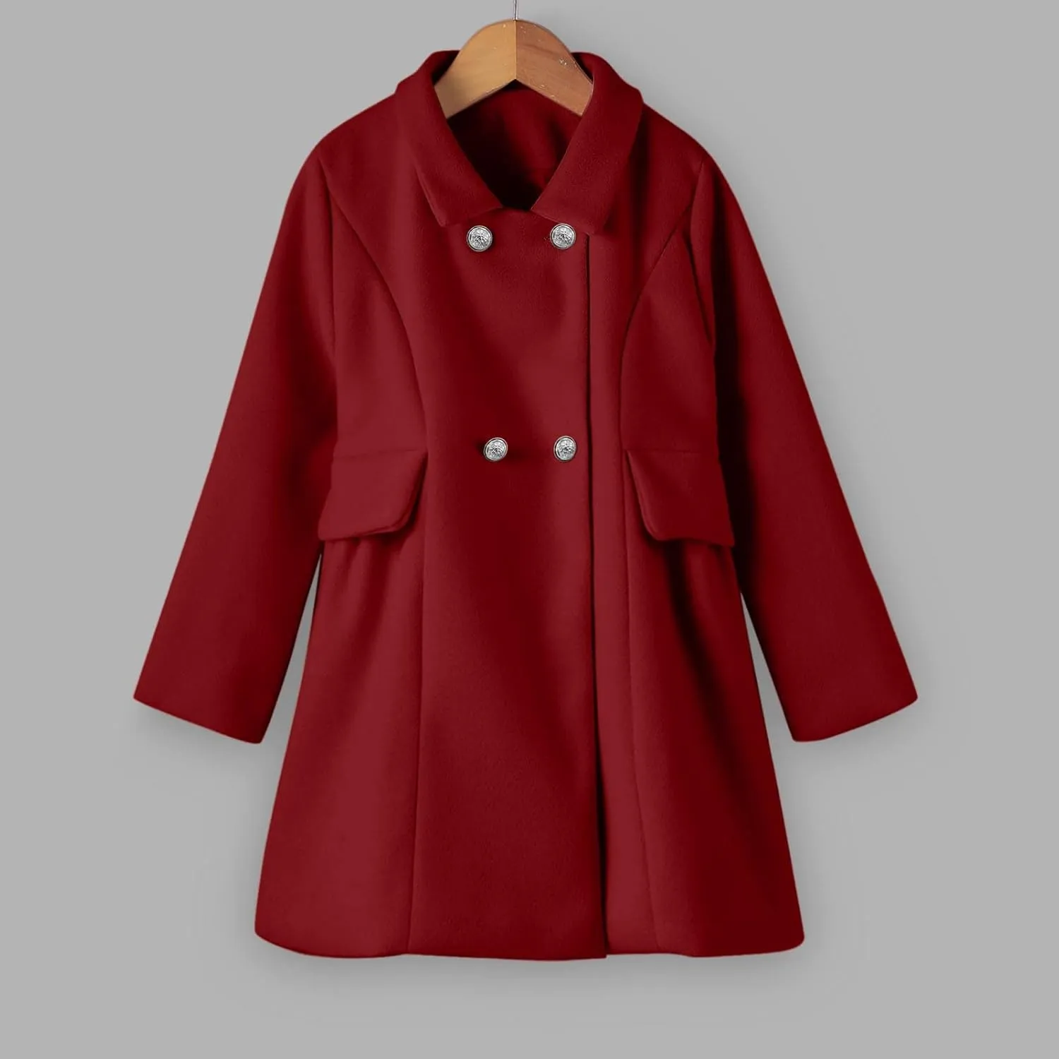 Toddler Girls  Coat Faux Wool Double Breasted Trench Jacket Warm Solid Outwear Peacoat for 16 Years