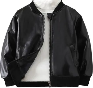 Toddler Kids Boys Jackets Motorcycle Faux Leather Coats Fall Winter Outerwear Coat