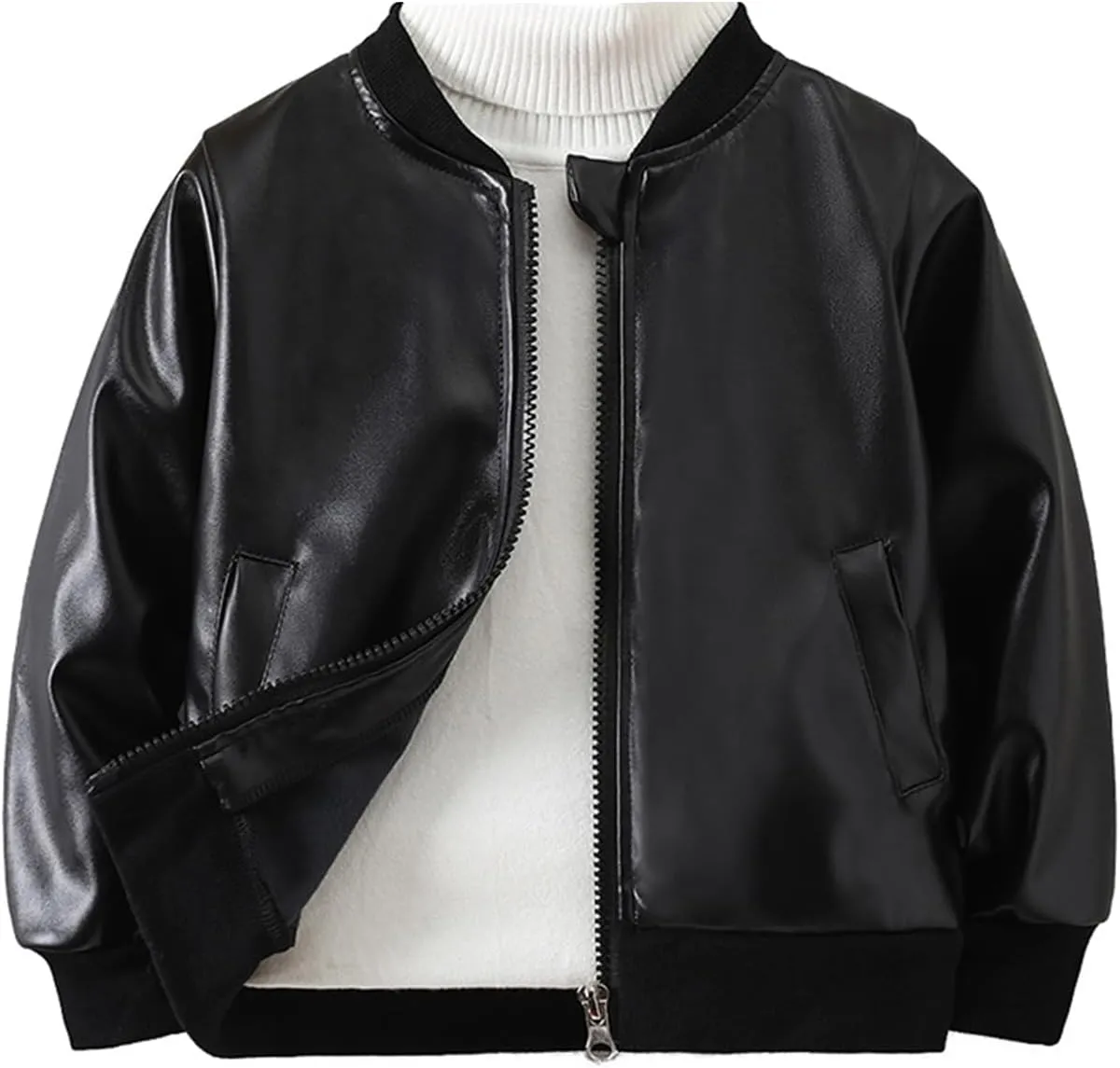 Toddler Kids Boys Jackets Motorcycle Faux Leather Coats Fall Winter Outerwear Coat
