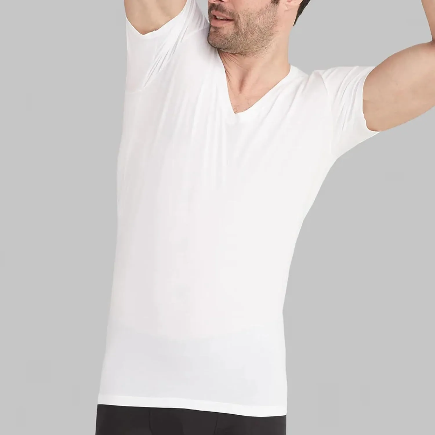Tommy John Men's Supima Cool Cotton Deep V-Neck Shirt, Soft Stretch Fabric, Stay-Tuck Design, Short Sleeve Undershirt