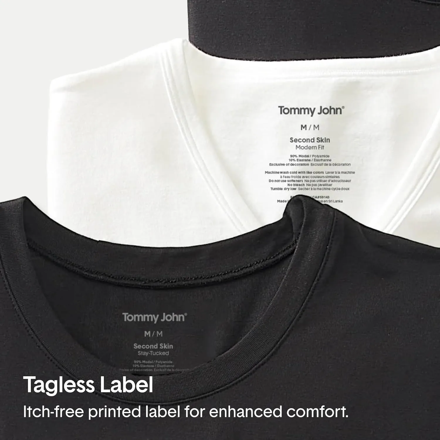 Tommy John Men's Supima Cool Cotton Deep V-Neck Shirt, Soft Stretch Fabric, Stay-Tuck Design, Short Sleeve Undershirt