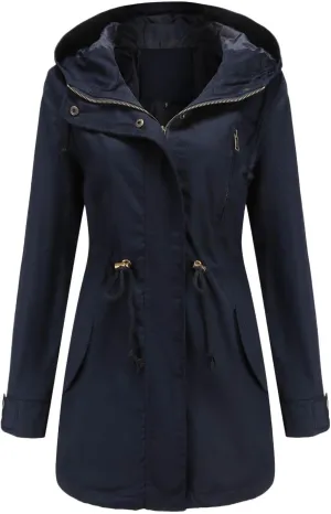 Trench Coats for Women Fall Fashion 2024 Lightweight Casual Coat Elegant Winter Drawstring Loose Windproof Jackets