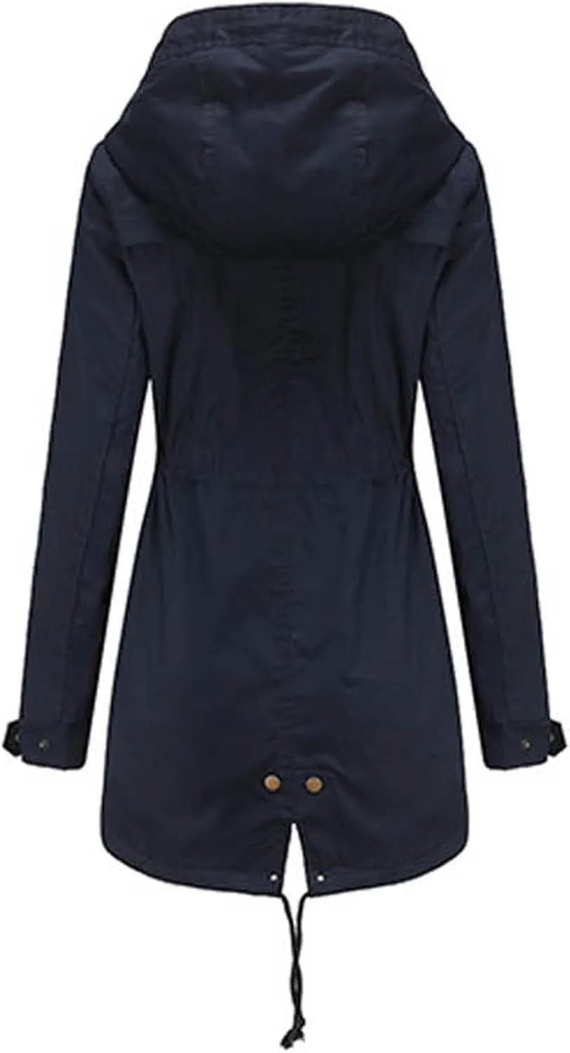 Trench Coats for Women Fall Fashion 2024 Lightweight Casual Coat Elegant Winter Drawstring Loose Windproof Jackets
