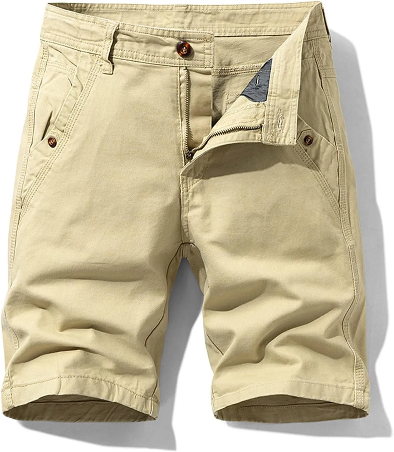 tuduoms Men's Slim-Fit Comfort Stretch Cargo Short Chino Ripstop Work Shorts Trousers Lightweight Multi Pockets Casual Short