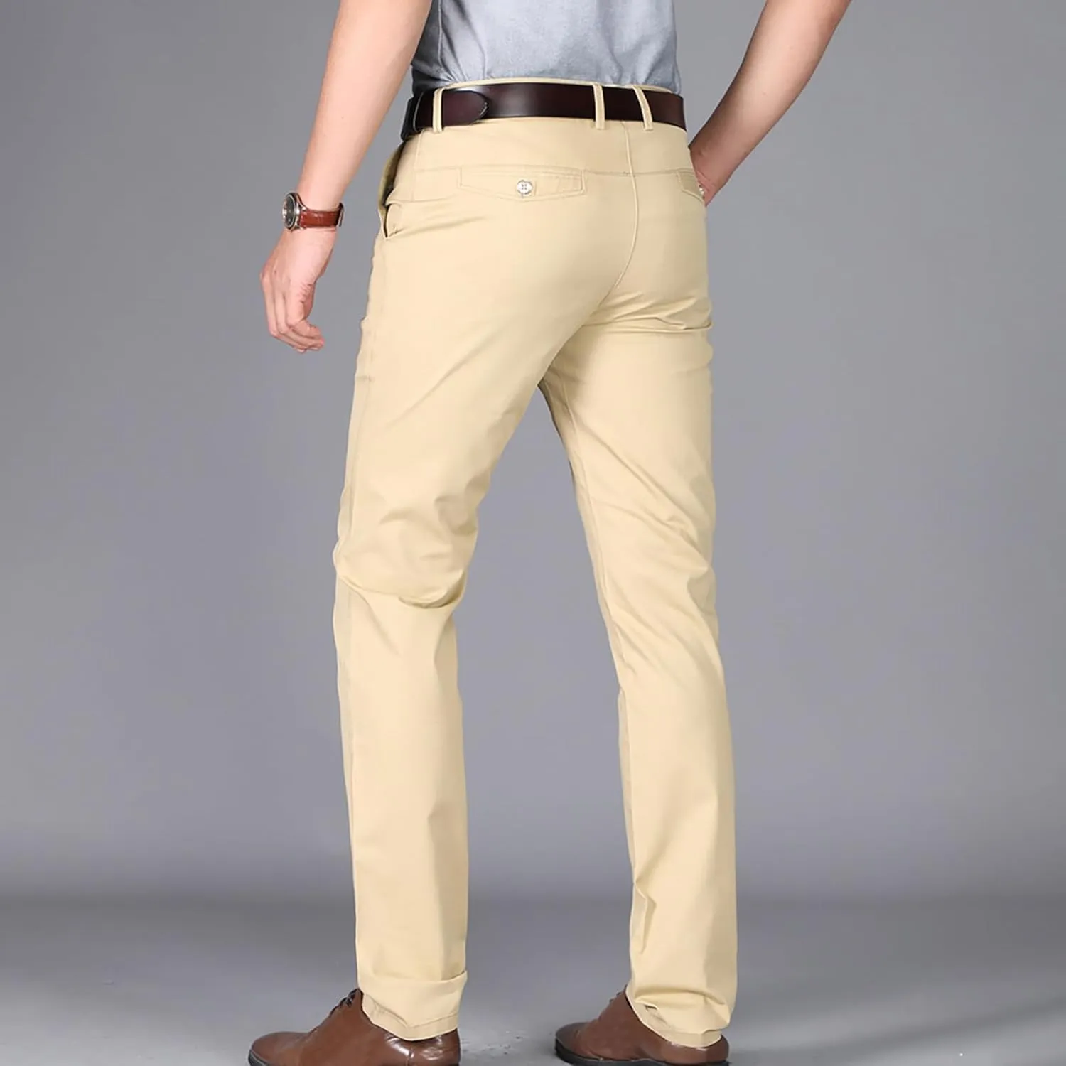 Uillui Men's Slim Fit Dress Pants Casual Business Golf Stretch Chinos Pants Fashion Lightweight Straight Leg Comfort Slacks
