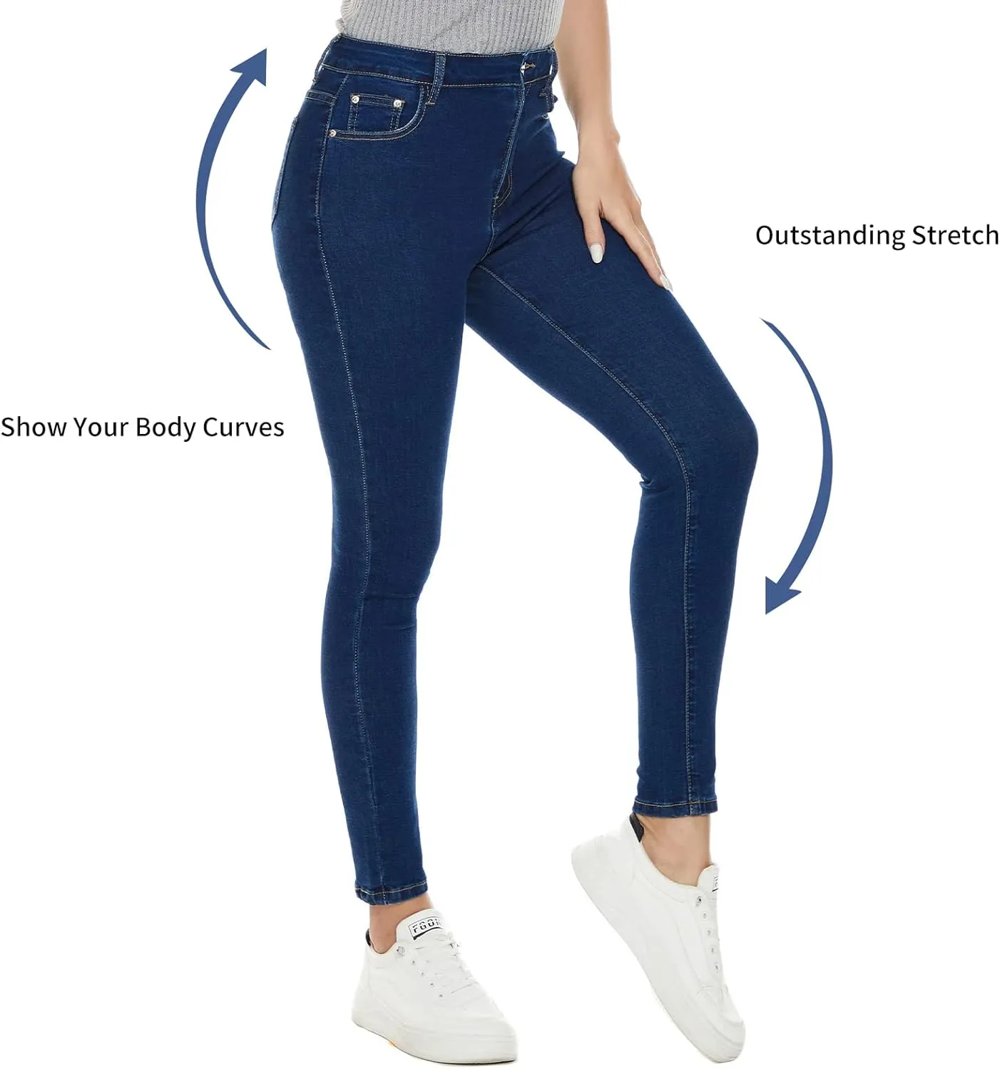VIPONES Women Jeans High Waisted Skinny Stretchy Soft Slim Fit Distressed Comfy Classic Jeggings Denim Pants