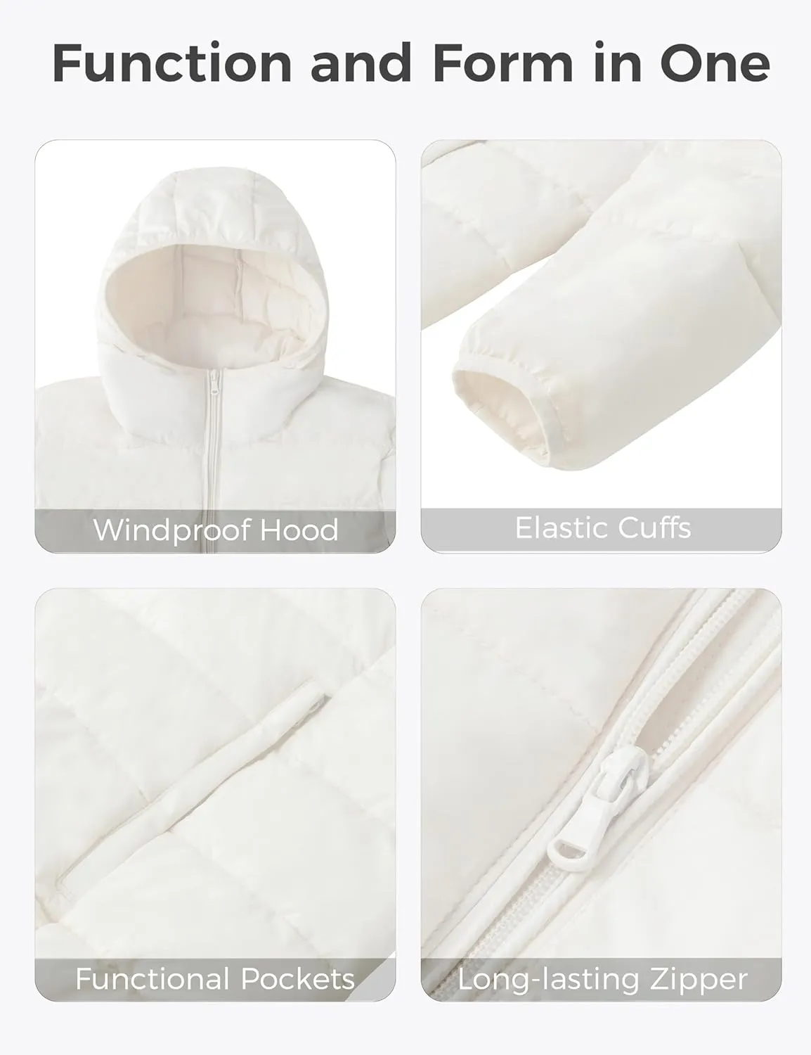 wantdo Women's Plus Size Lightweight Jackets Full-Zip Quilted Warm Jacket with Hood