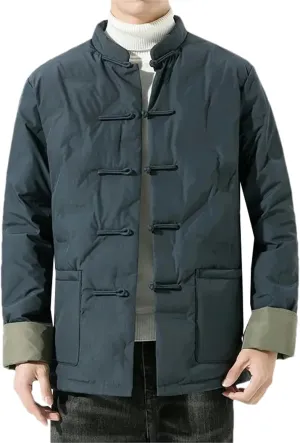 Winter Chinese Style Casual Cotton-padded Jacket Men Thick Warm Parkas Male Outerwears Windproof Down Coats M-4XL