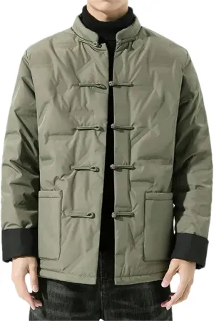 Winter Chinese Style Casual Cotton-padded Jacket Men Thick Warm Parkas Male Outerwears Windproof Down Coats M-4XL