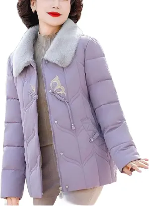 Winter Jackets Women Embroidery Thicken Short Padded Coat Women Parka Outwear Warm Down Cotton Jacket Female Outwear