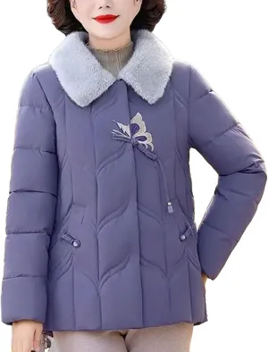 Winter Jackets Women Embroidery Thicken Short Padded Coat Women Parka Outwear Warm Down Cotton Jacket Female Outwear