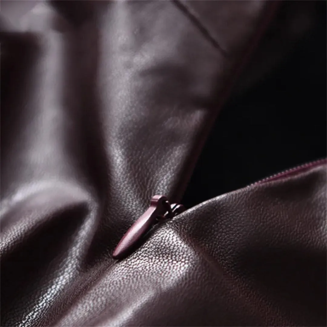 Women Sexy Soft PU Leather Pencil Midi Skirt Autumn Split Faux Leather Pencil Skirt