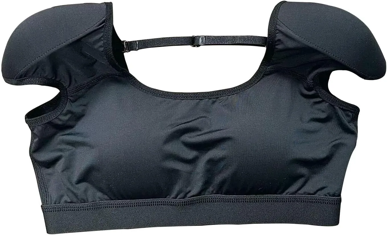 Women Soft Underwear Lingerie Tops 2 in 1 Built-in Shoulder Pad Short Sleeves Ladies Padded Tank Top Shirt