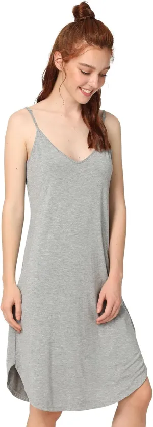 Women's Bamboo Viscose Full Slips for Under Dresses Adjustable Spaghetti Straps Cami Slip Dress