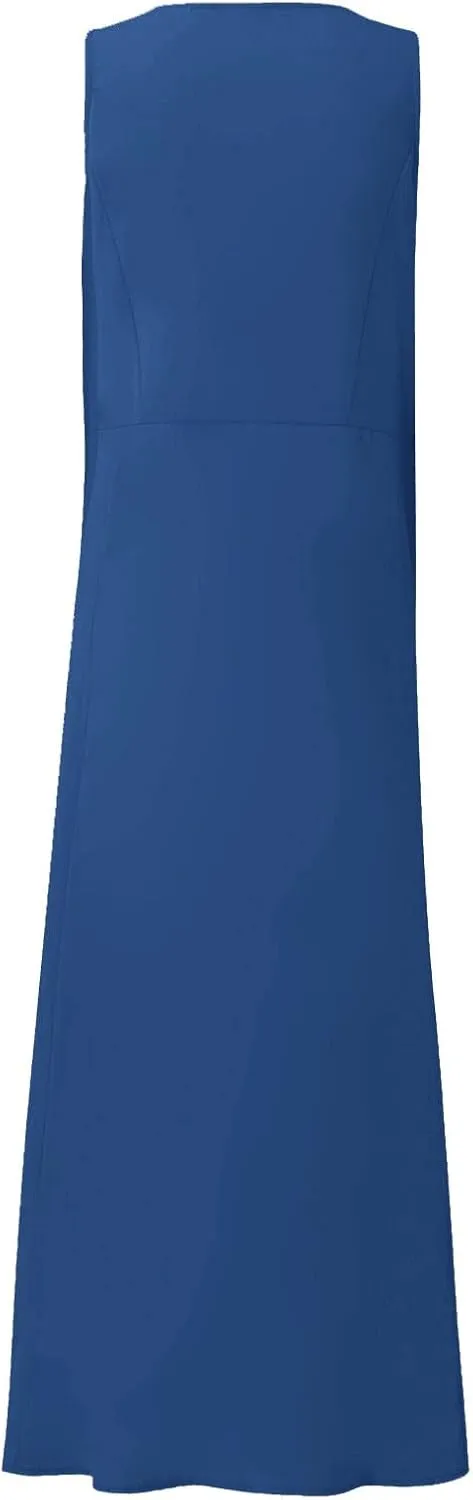 Womens Cotton Linen Sundress 2025 Plus Size Maxi Dresses for Curvy Women Summer Beach Vacation Tank Dress with Pockets
