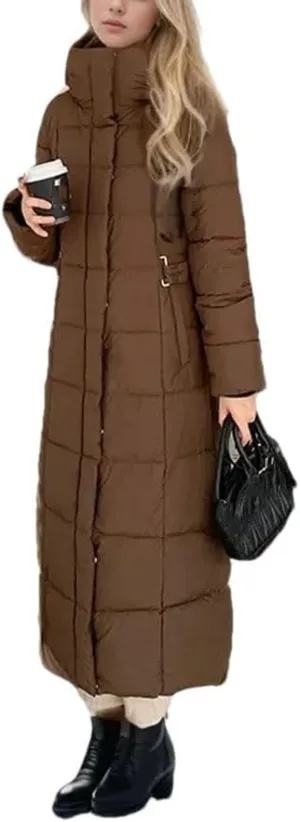 Women's Down Cotton Padded Coat Mid-Length Hooded Zipper Thickened Winter Quilted Jacket