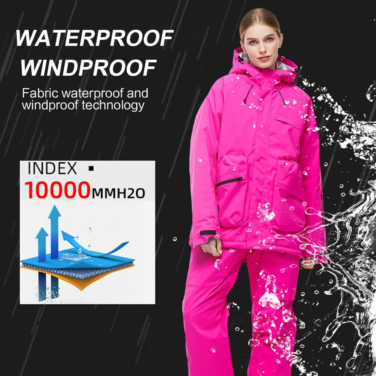 Women's Insulated Ski Suit Waterproof Windproof Ski Jackets and Pants Set Winter Warm Snowsuit Snowboarding Coat