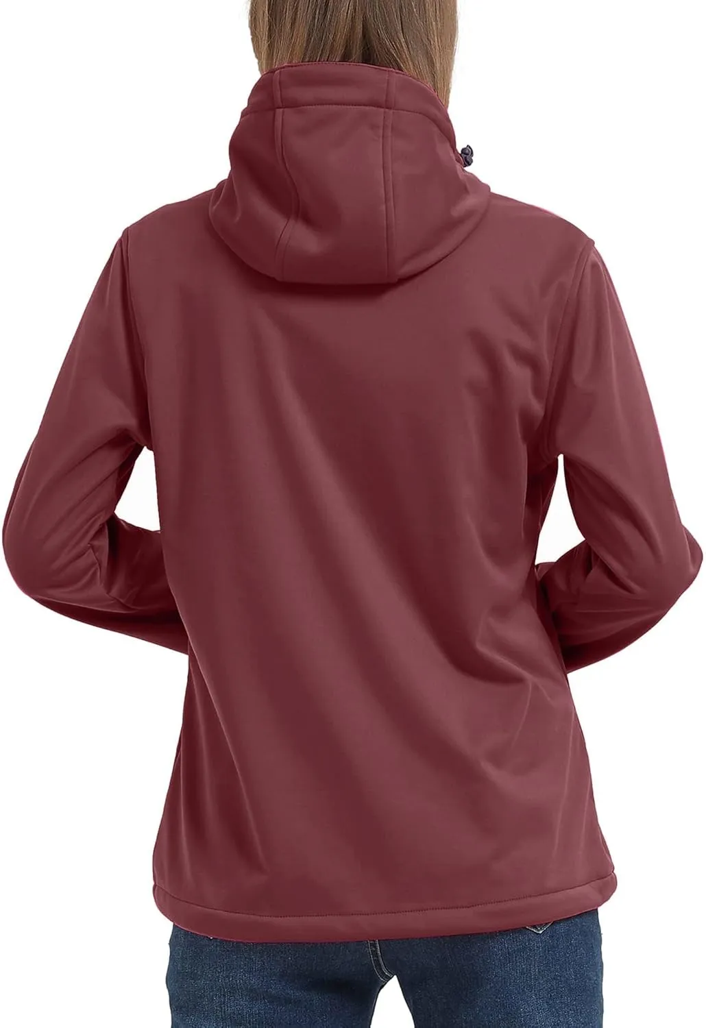 Women's Lightweight Softshell Jacket, Fleece Lined Hooded Windproof Coat Warm Jacket for Outdoor Running Hiking