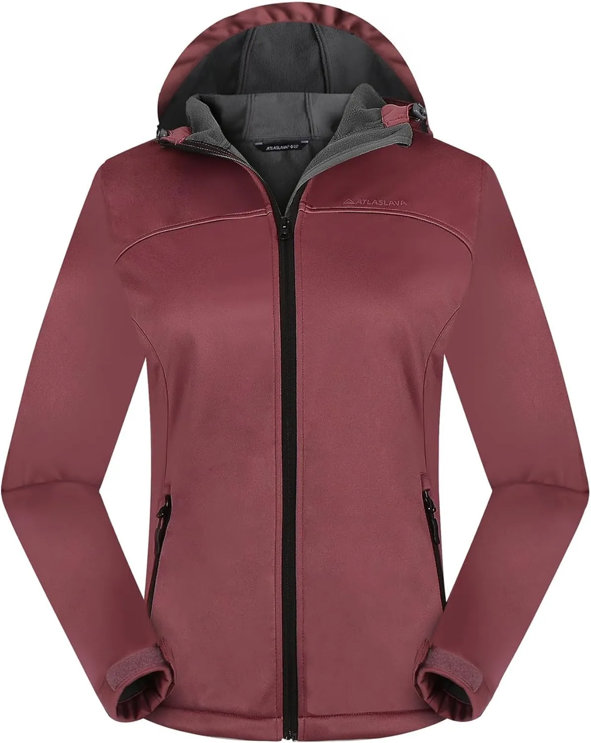 Women's Lightweight Softshell Jacket, Fleece Lined Hooded Windproof Coat Warm Jacket for Outdoor Running Hiking
