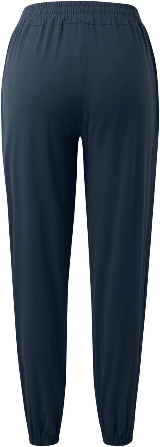 Womens Petite Pants Summer Elastic High Waist Lounge Pants Solid Color Baggy Lightweight Comfort Trendy Trousers with Pocket