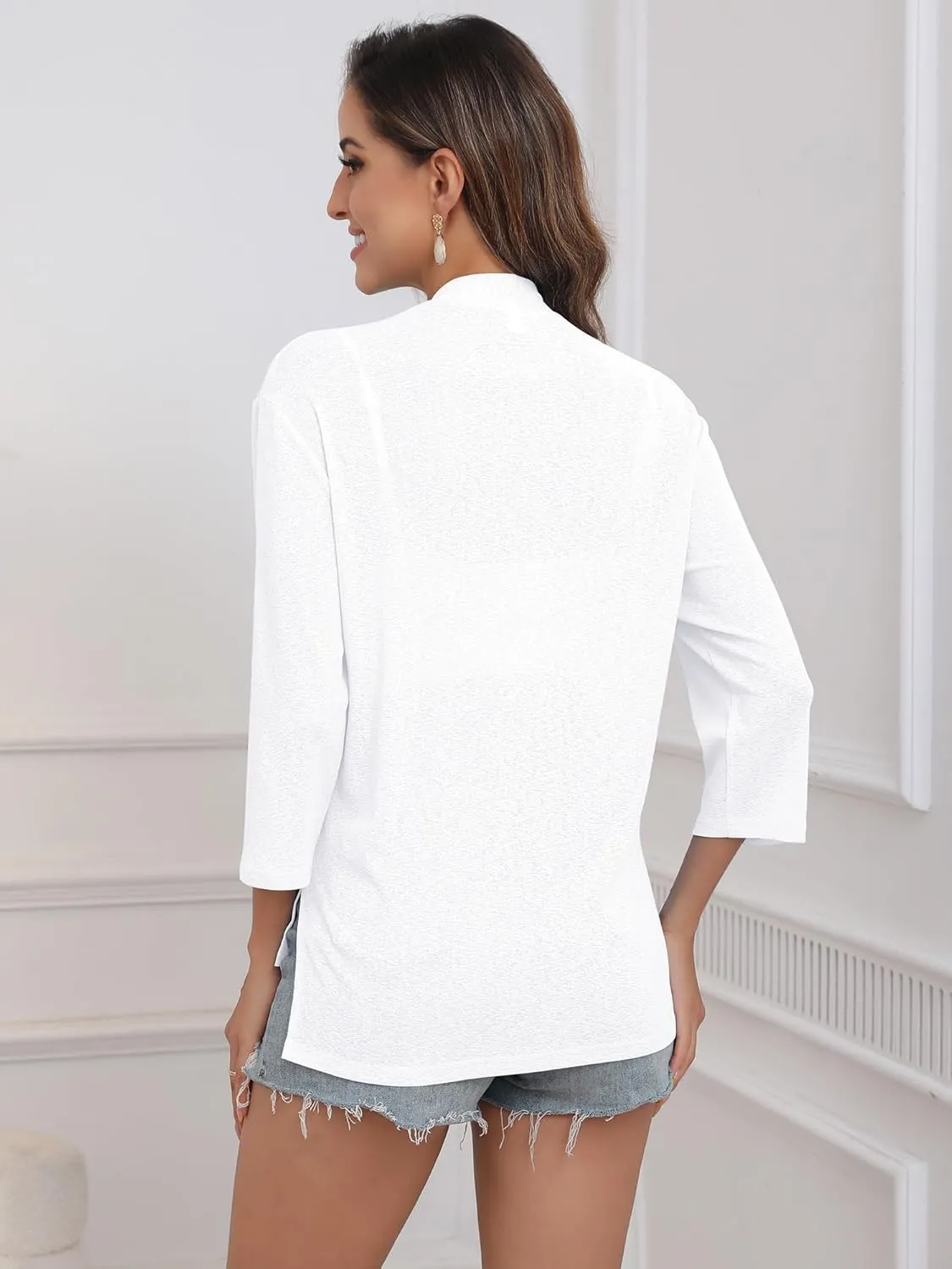 Womens Summer Lightweight Cardigan 3/4 Sleeve Open Front Sheer Cover Ups with Pockets 2024