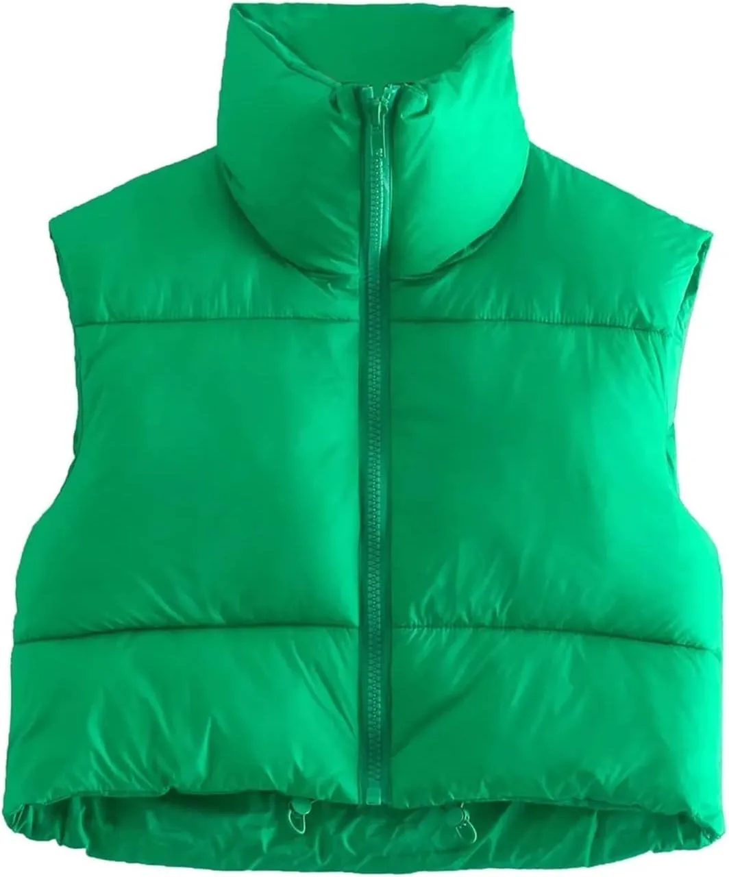 Women's Zip Up Cropped Quilted Puffer Vest Sleeveless Stand Collar Waistcoat Gilet Lightweight Winter Down Jacket