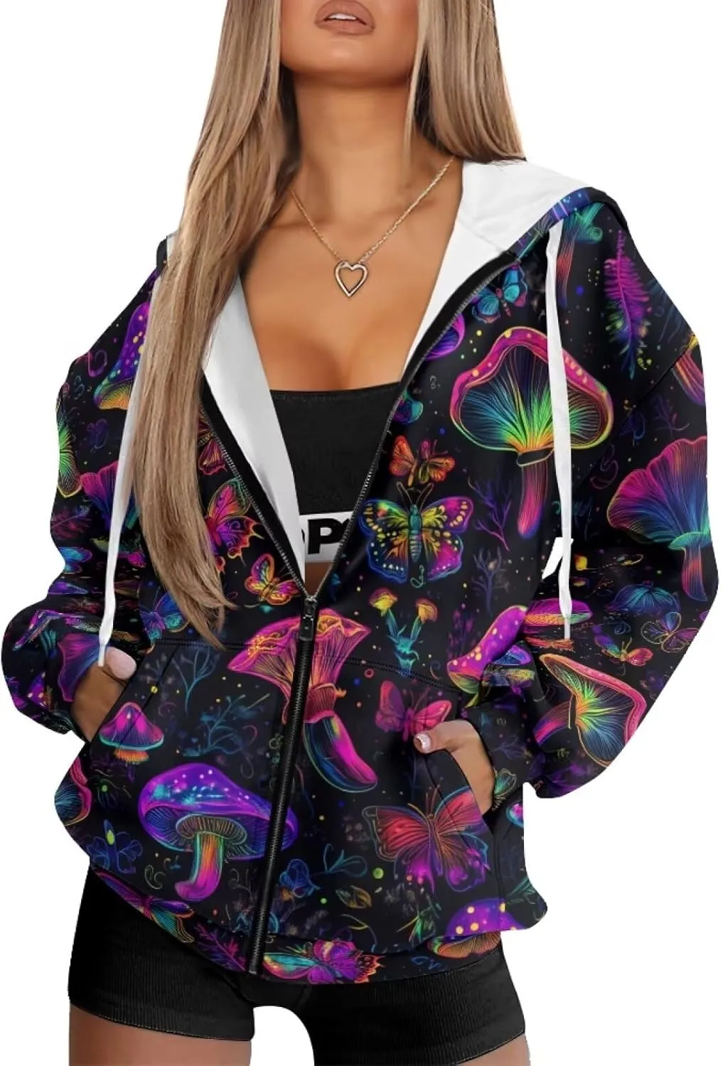 Womens Zip Up Hoodie Long Sleeve Fall Hooded Sweatshirts with Pockets Lightweight Jacket