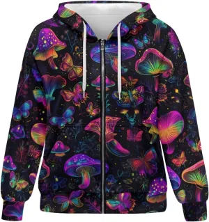 Womens Zip Up Hoodie Long Sleeve Fall Hooded Sweatshirts with Pockets Lightweight Jacket