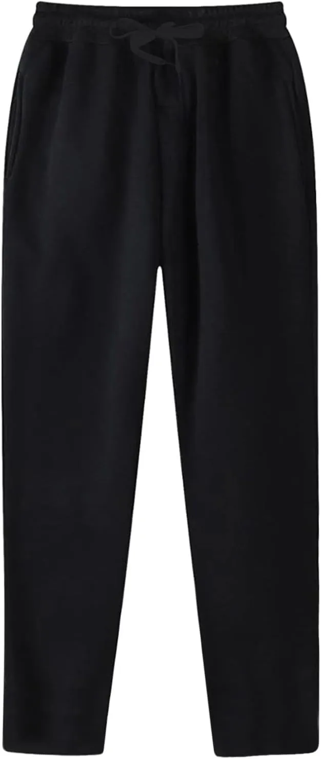 Workout Sweatpants for Men, Comfort Cargo Pants with Pockets, Casual Fleece Joggers Baggy Athletic Wide Leg Track Pants