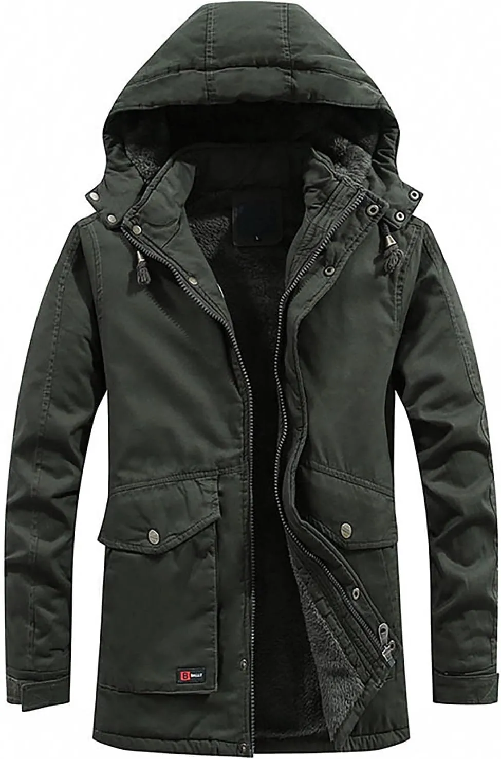 Ymosrh Winter Jackets for Men Men's Hooded Windproof Solid Long Sleeve Soft Coat Shell Jacket Mens